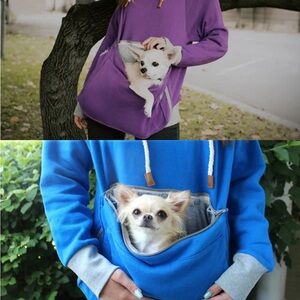 Roodie Pet Carrier Hoodie in blue and gray